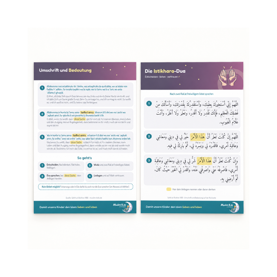 Die Istikhara-Dua – Lernkarte | Kostenloser PDF-Download