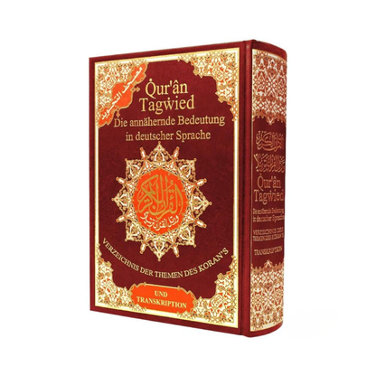 Quran Tajweed mit Übersetzung und Lautschrift, QR-Code – Hardcover groß (Rot)