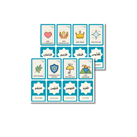 Kostenlose Lernkarten: Die 99 Namen Allahs für Kinder